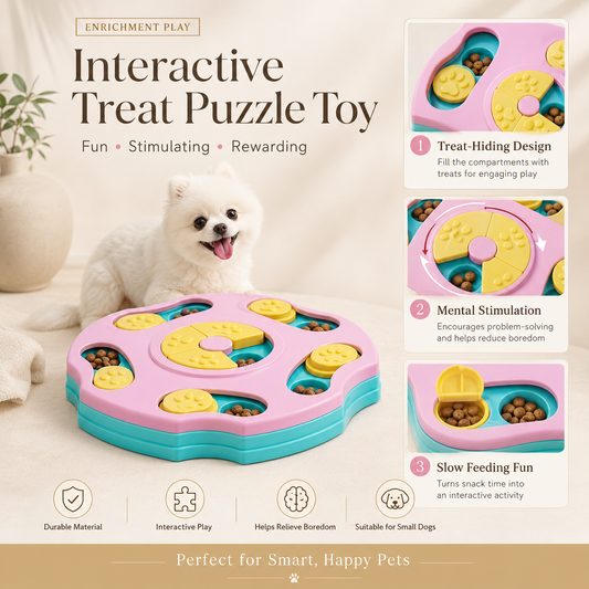 Interactive Slow Feeder Puzzle Bowl for Dogs & Cats