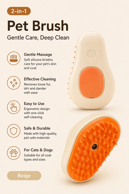 3-in-1 Electric Steam Pet Brush for Cats & Dogs