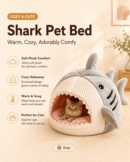 Luxury Plush Shark Pet Bed