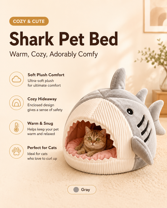Luxury Plush Shark Pet Bed