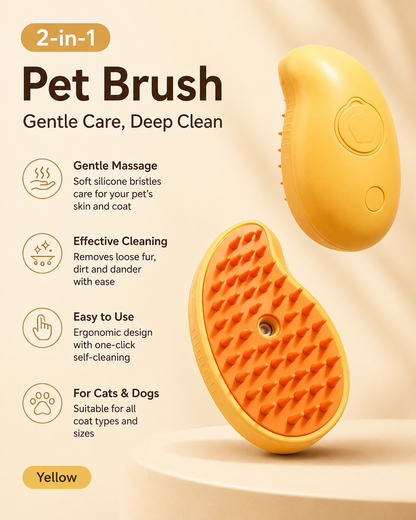 3-in-1 Electric Steam Pet Brush for Cats & Dogs