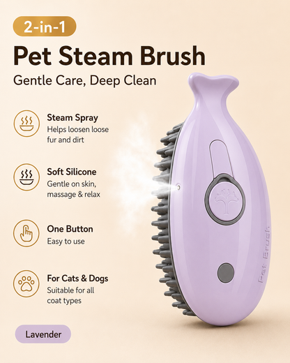 3-in-1 Electric Steam Pet Brush for Cats & Dogs