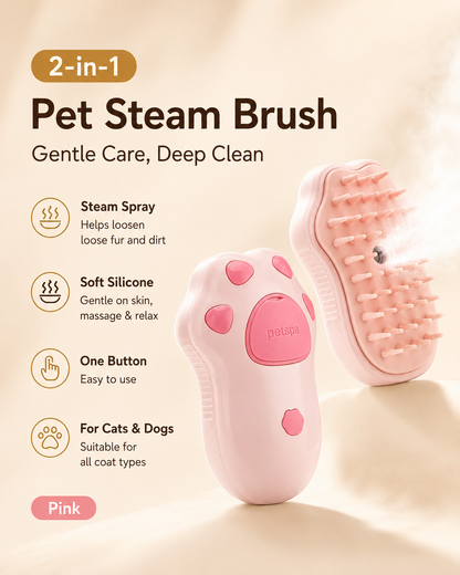 3-in-1 Electric Steam Pet Brush for Cats & Dogs